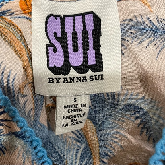 Sui by Anna Sui Falling Feather Print Midi Dress Blush Pink Size Small - Picture 5 of 6